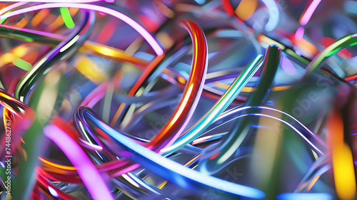 3d rendered abstract twisted spiral colored lines. background