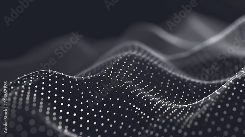 Wave of interlacing points and lines. Abstract background. Technological style. Big data. 3d rendering.