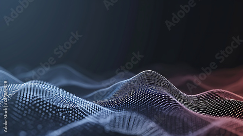 Wave of interlacing points and lines. Abstract background. Technological style. Big data. 3d rendering.