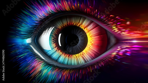 Close-up of eyeball on dark background