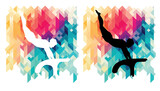 Male valuating gymnast colorful icons on a transparent background