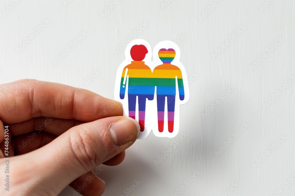 Obraz premium LGBTQ Pride voice therapy. Rainbow acrobats colorful team unity-building diversity Flag. Gradient motley colored empowerment LGBT rights parade festival roller coaster diverse gender illustration