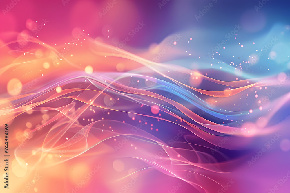 Fototapeta premium Abstrakter bunter Hintergrund mit Lichtkugeln und dynamischen Linien