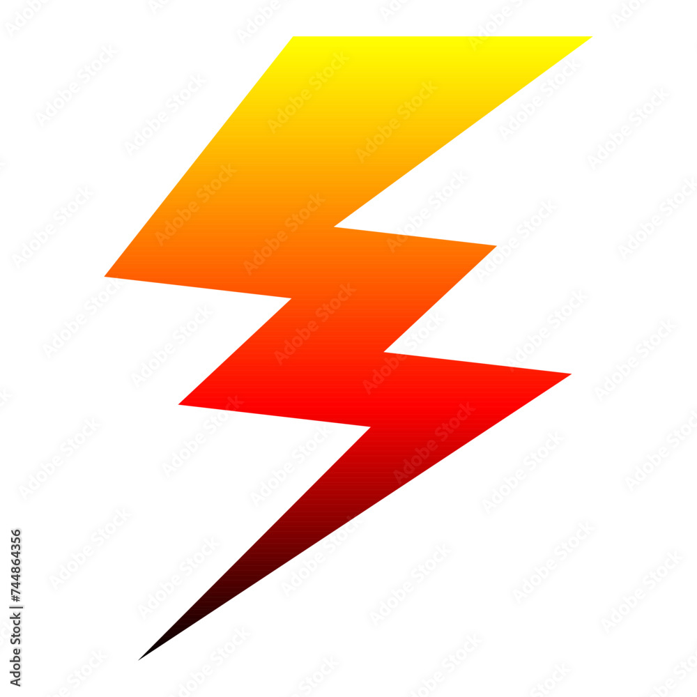 Cartoon gradient lightning illustration. Cartoon thunderbolt in comic style. Vector isolated on white background. Cartoon gradient lightning illustration. Cartoon thunderbolt in comic style. Vector isolated on white background.