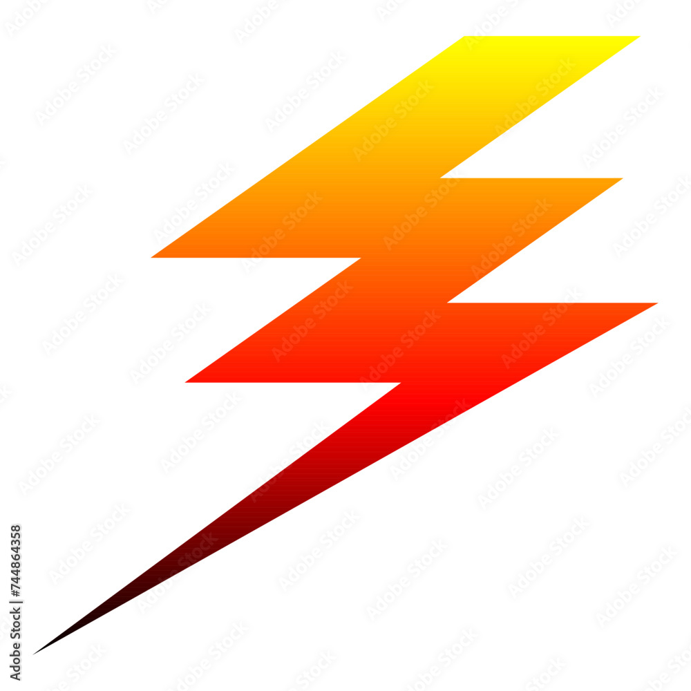 Cartoon gradient lightning illustration. Cartoon thunderbolt in comic style. Vector isolated on white background. Cartoon gradient lightning illustration. Cartoon thunderbolt in comic style. Vector isolated on white background.