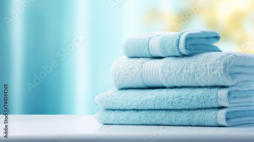 pile of bath towels. stack of clean bath towels