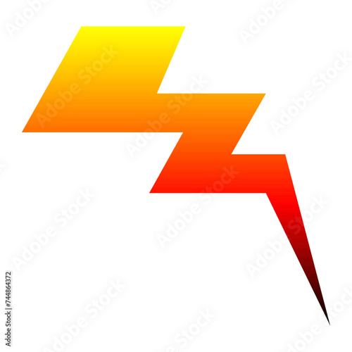 Cartoon gradient lightning illustration. Cartoon thunderbolt in comic style. Vector isolated on white background.