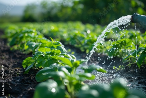 Watering and irrigation concept. Backdrop with selective focus and copy space