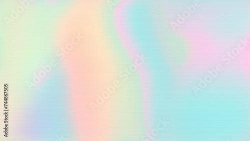 Iridescent retro striped background 8K, copy space. Translucent horizontal lines on pastel rainbow gradient in light blue, yellow, orange, green, soft pink, lilac. Sunny vibes spring or summer visual photo