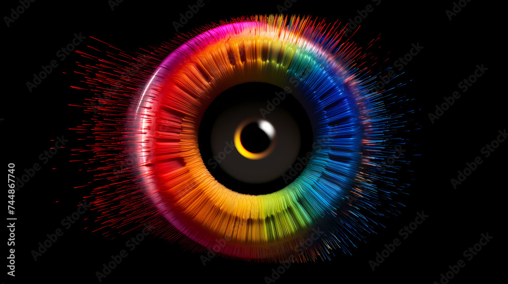 Extreme close-up of digital eye concept with abstract retina and pupil Extreme close-up of digital eye concept with abstract retina and pupil