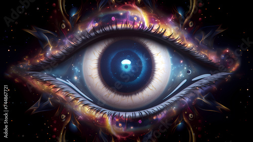 Extreme close-up of digital eye concept with abstract retina and pupil