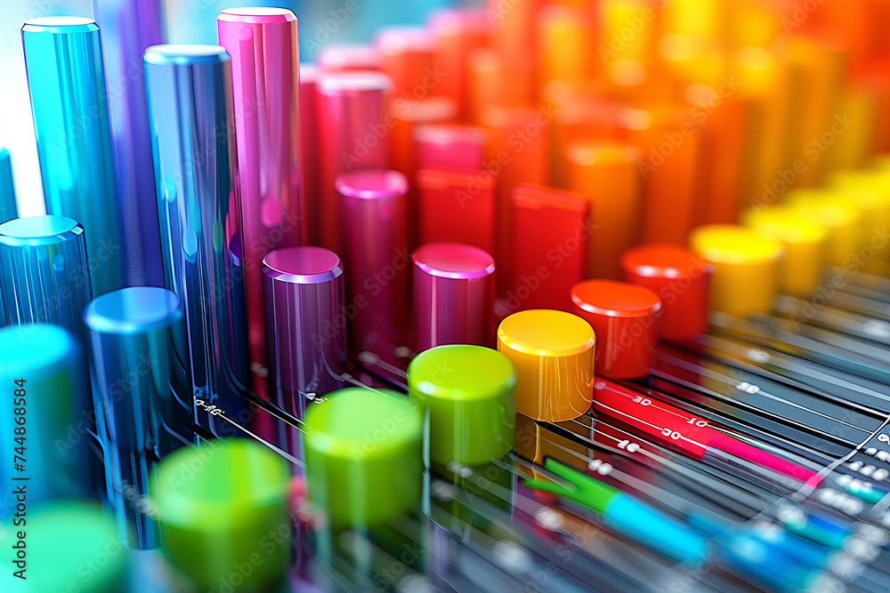 A colorful 3D bar graph, statistics, mathematics - Generative AI