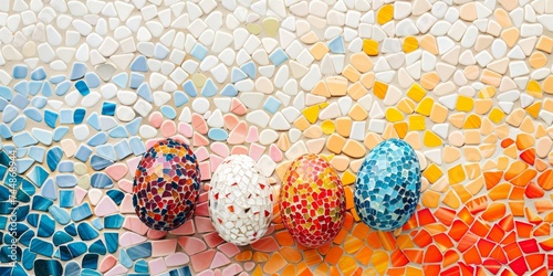 Buntes Osterei-Mosaikfliesenmotiv.