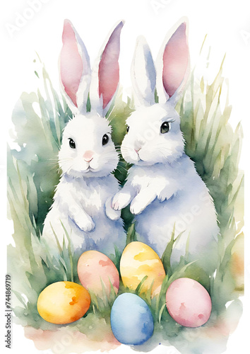 easter bunny and eggs