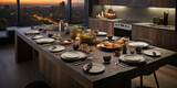 A Serne Evening City Serving as the Perfect Backdrop for the Kitchen Countertop Featurn an Attra