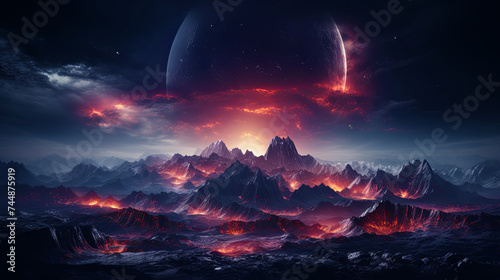 Outer Space Reveals a Breathtaking Scene with Planets and Stars Forming a Cosmic Landsca