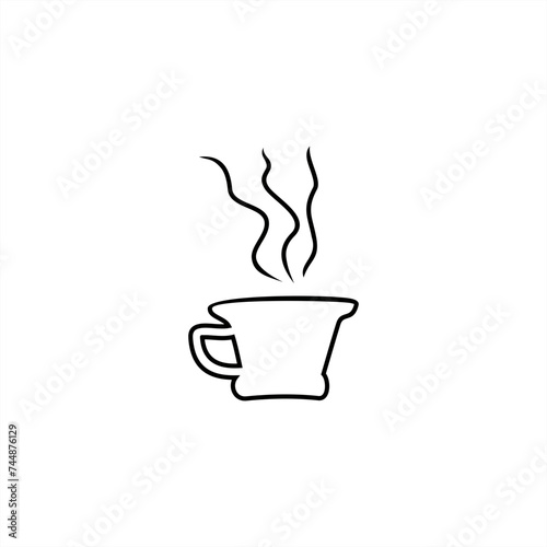 line art illustration for a cup filled with a smoky hot drink