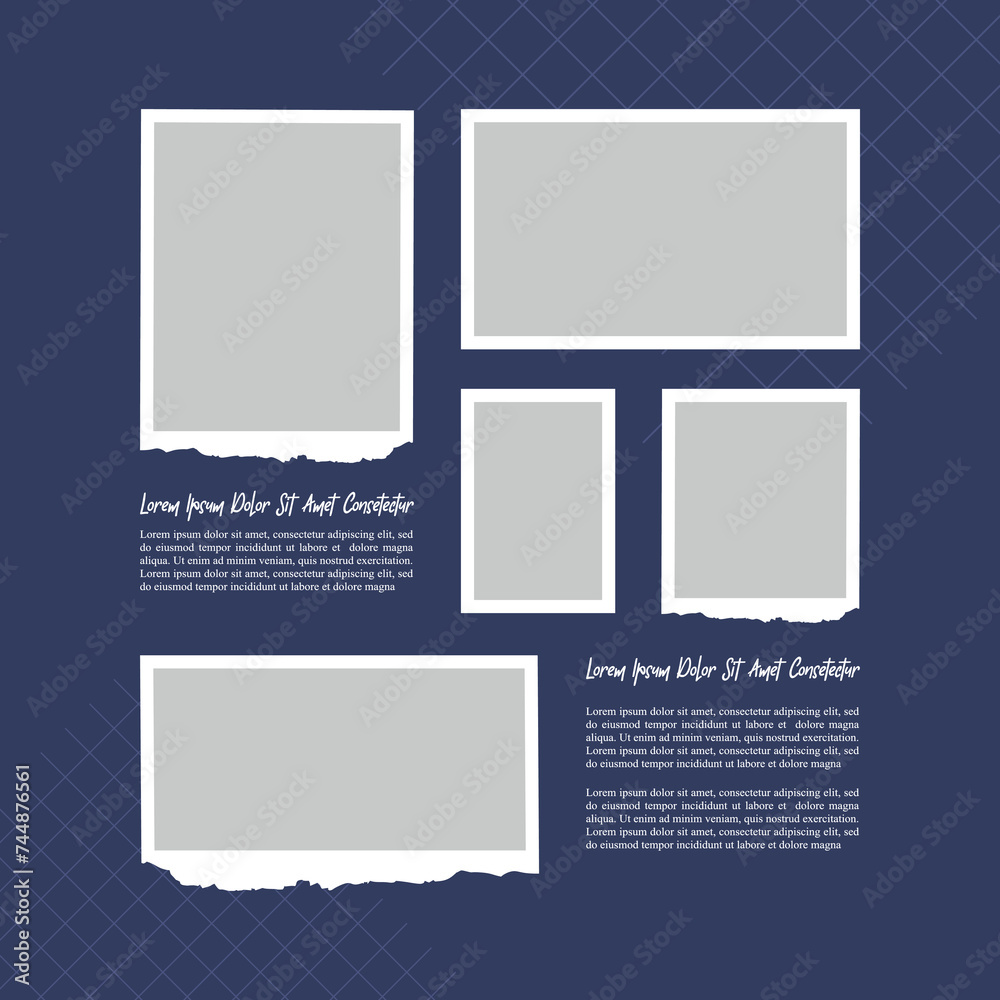 Fototapeta premium Pictures or photos frame collage abstract photo frames and digital photo wall template