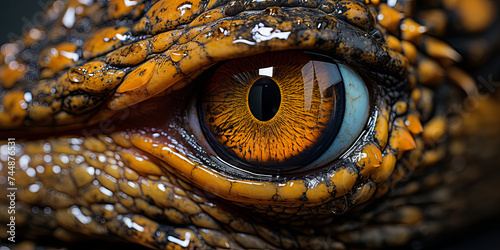 The Intricate Details of An Alligator's Skin are Highlighted in a Macro Assembly, Revealing Nuan photo