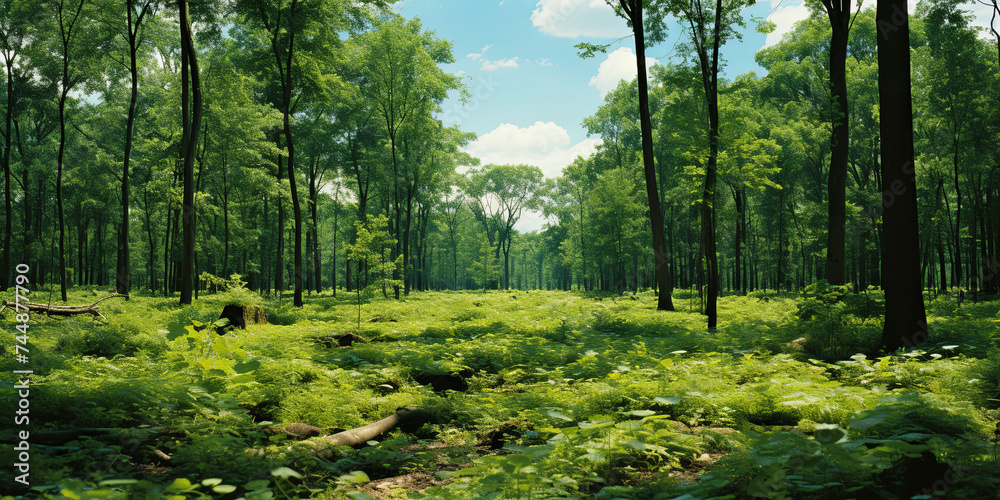 Obraz premium The soft, ethereal quality of light filtering through a dense forest canopy, illuminating the mo