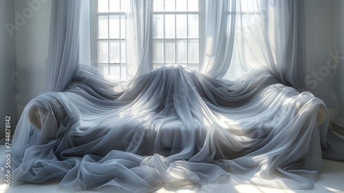 Light grey window curtains