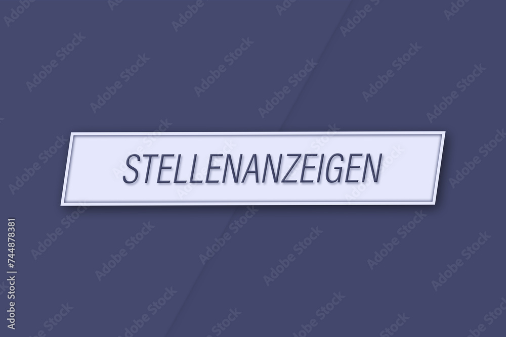 Stellenanzeigen. Eine Banner Illustration mit blauem Text, isoliert auf blauem Hintergrund. Stellenanzeigen. Eine Banner Illustration mit blauem Text, isoliert auf blauem Hintergrund.