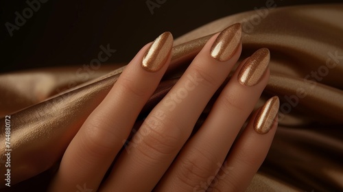Golden manicure. Generative AI photo