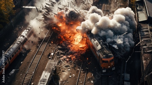 Explosion and accident in a train