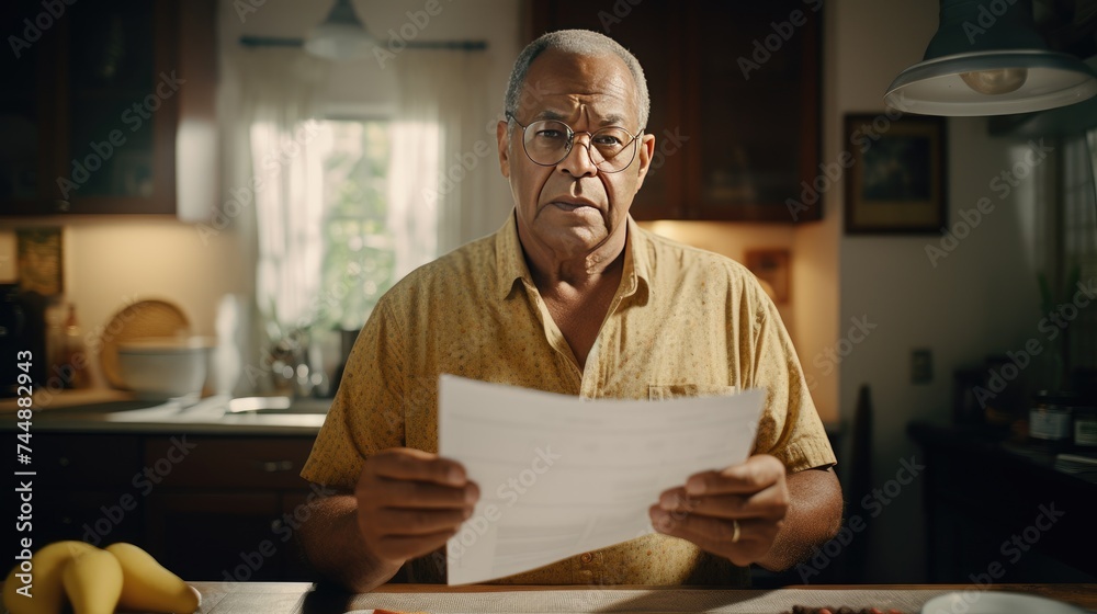 Man is holding a receipt in his hand