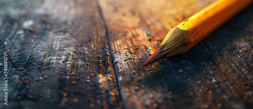 Pencil Crayon Isolated on a Wooden Floor