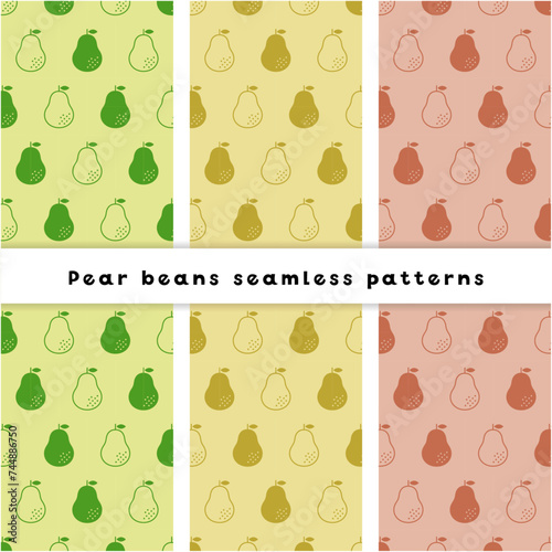 Pear seamless patterns