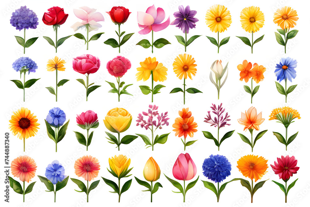 pattern with flowers, set of flowers 07
