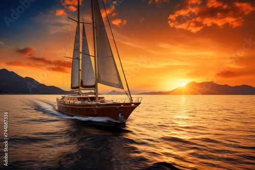 Sailing into a Sunset  Serene Journey across the Colorful Seascape
