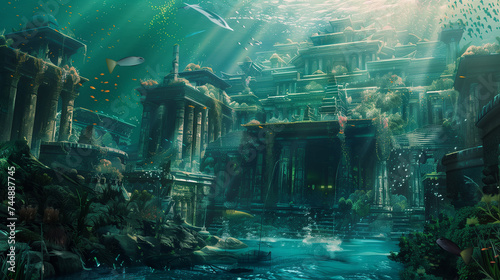 a magical atlantis kingdom in the deep of ocean.