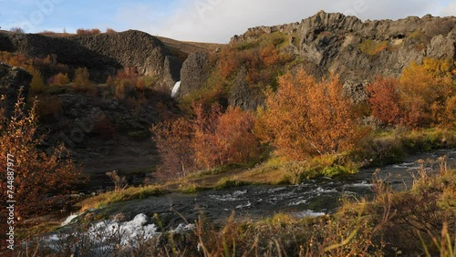 Gjain Valley in the Highlands of Iceland in Sunny Autumn photo