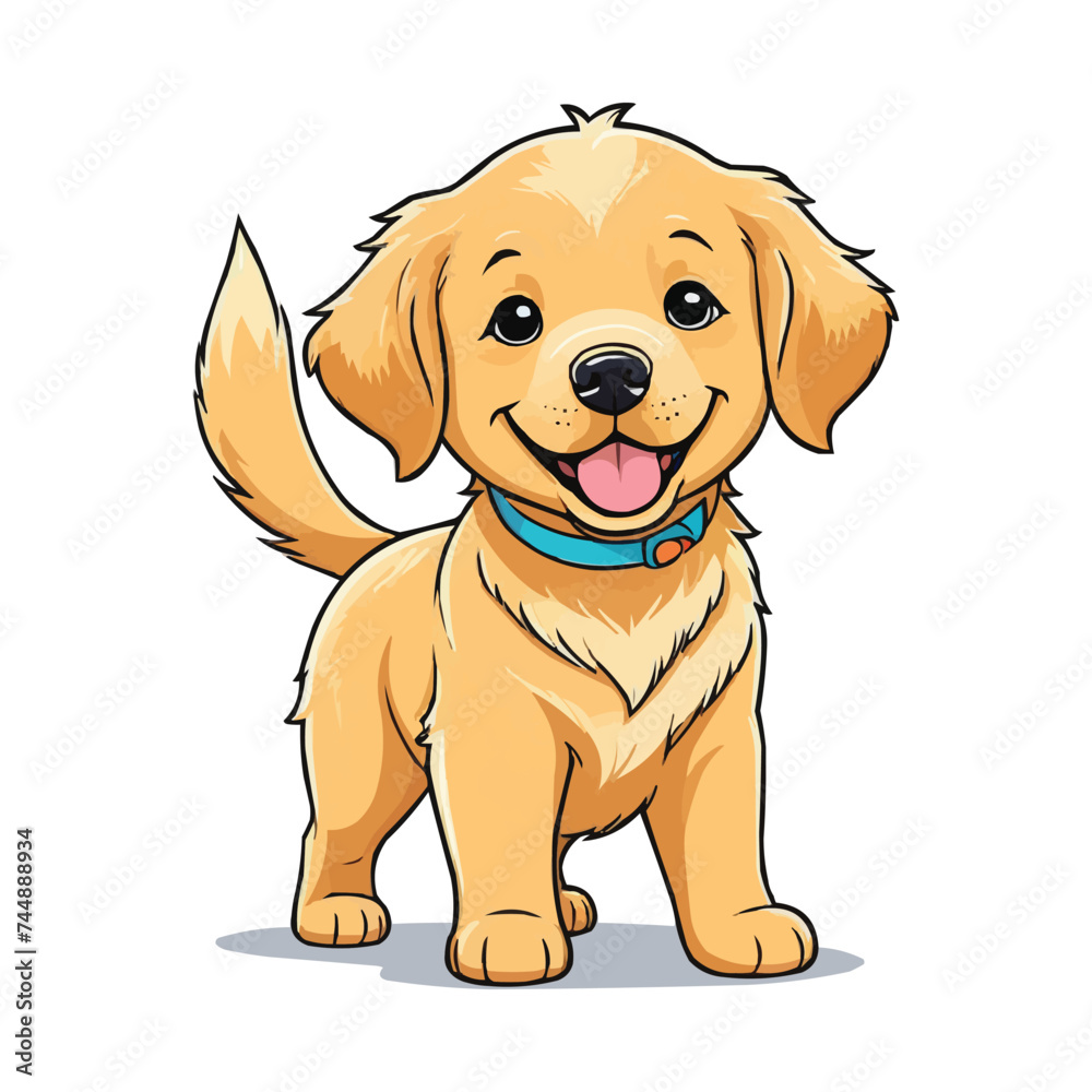 Cute Golden Retriever Puppy Dog Cartoon Vector Illustration