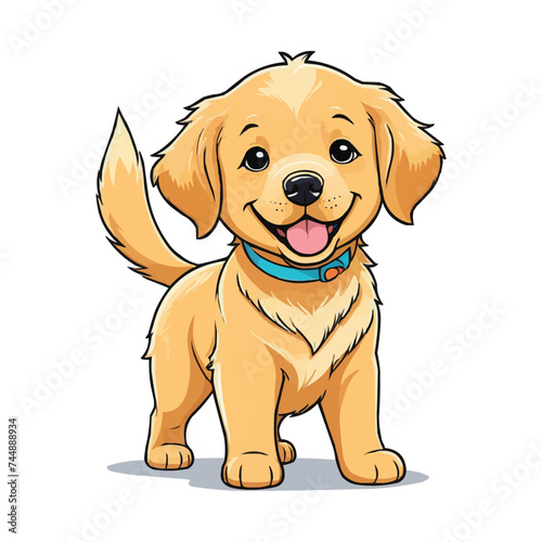 Cute Golden Retriever Puppy Dog Cartoon Vector Illustration