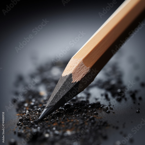 Nahaufnahme der Spitze von einem Bleistift, hochwertige Beleuchung mit Tiefenschärfe, Konzept Literatur, Kunst und Kultur photo