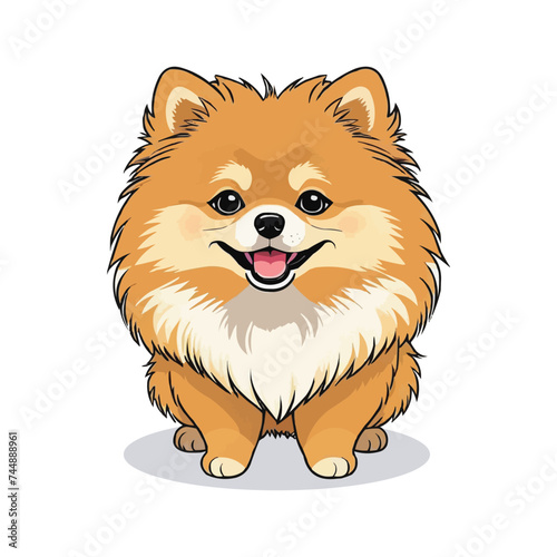 Cute pomeranian dog on white background. Vector illustration.