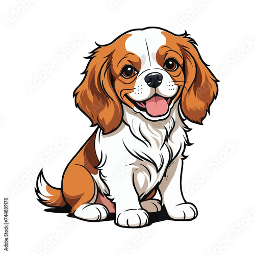 Cute dog breed cavalier king charles spaniel vector illustration