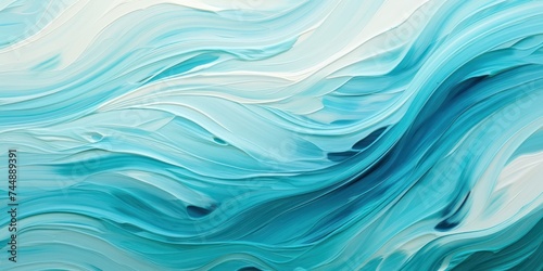Abstract turquoise oil paint brushstrokes texture pattern contemporary painting wallpaper background © Michael