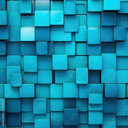 Abstract Turquoise Squares design background