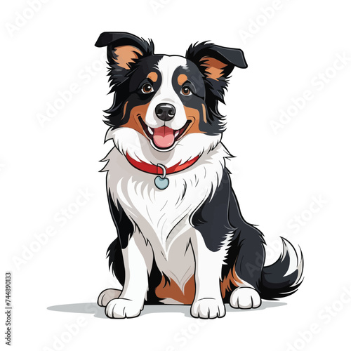 Australian shepherd dog vector illustration. Portrait of australian shepherd dog.