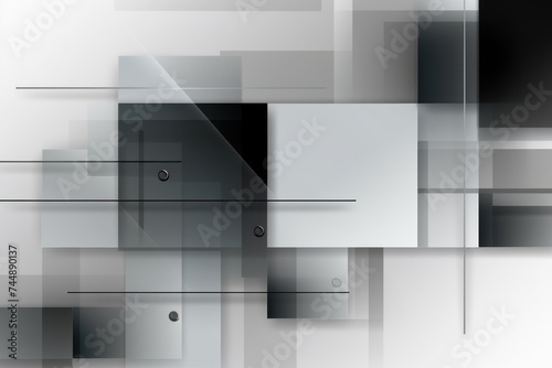 An abstract background with Black and white squares  in the style of layered geometry
