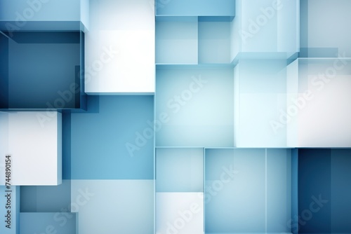 An abstract background with Blue and white squares, in the style of layered geometry