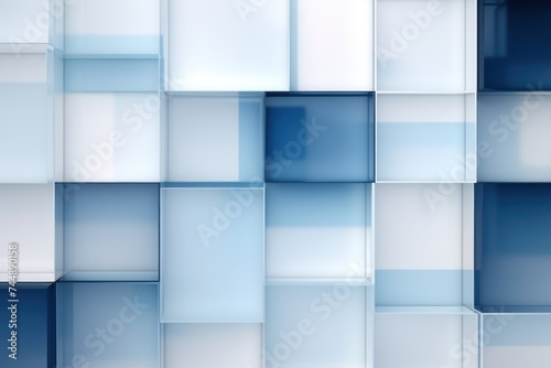 An abstract background with Blue and white squares  in the style of layered geometry
