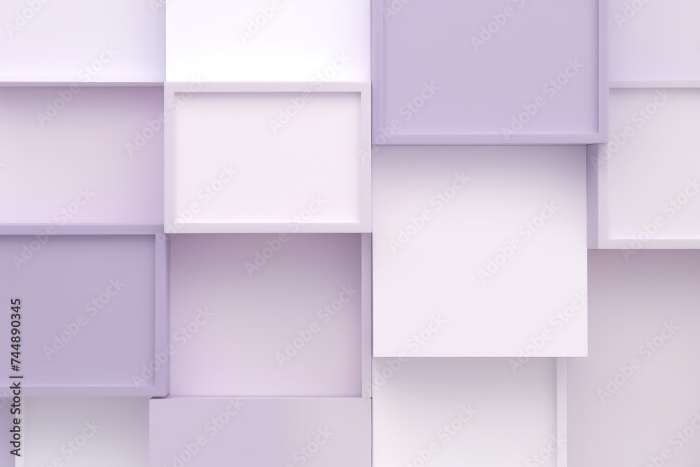 An abstract background with Lilac and white squares, in the style of layered geometry