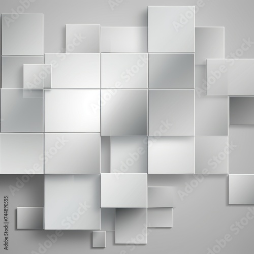 An abstract background with Silver and white squares, in the style of layered geometry