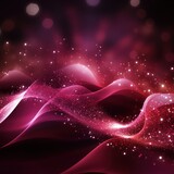 Digital burgundy particles wave and light abstract background with shining dots