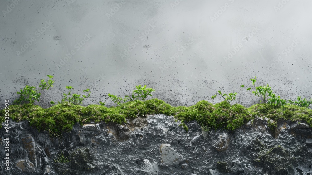 Green sprouts growing on a rocky surface Green sprouts growing on a rocky surface